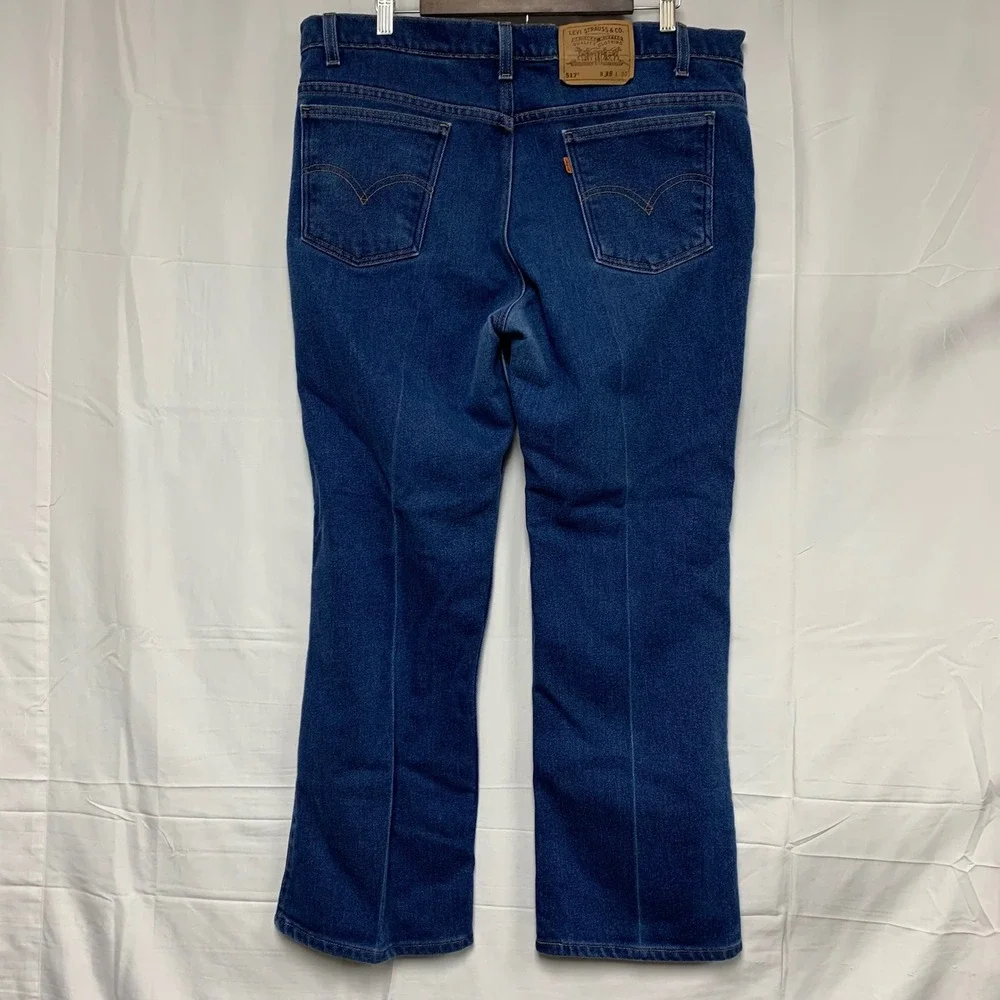 Levi's 517 Bootcut Jeans Men 40x30 (37x29) Dark Wash Orange Tab Vintage Made USA